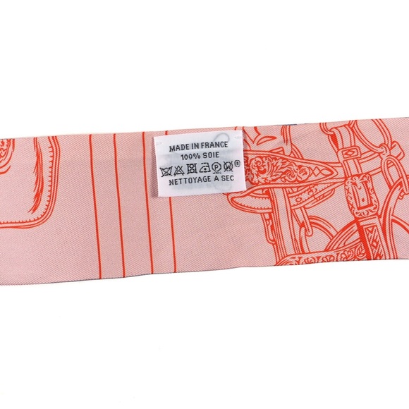 Hermes Silk Brides De Gala En Fleurs Twilly Blue Jean Rose Saumon - Picture 3 of 8